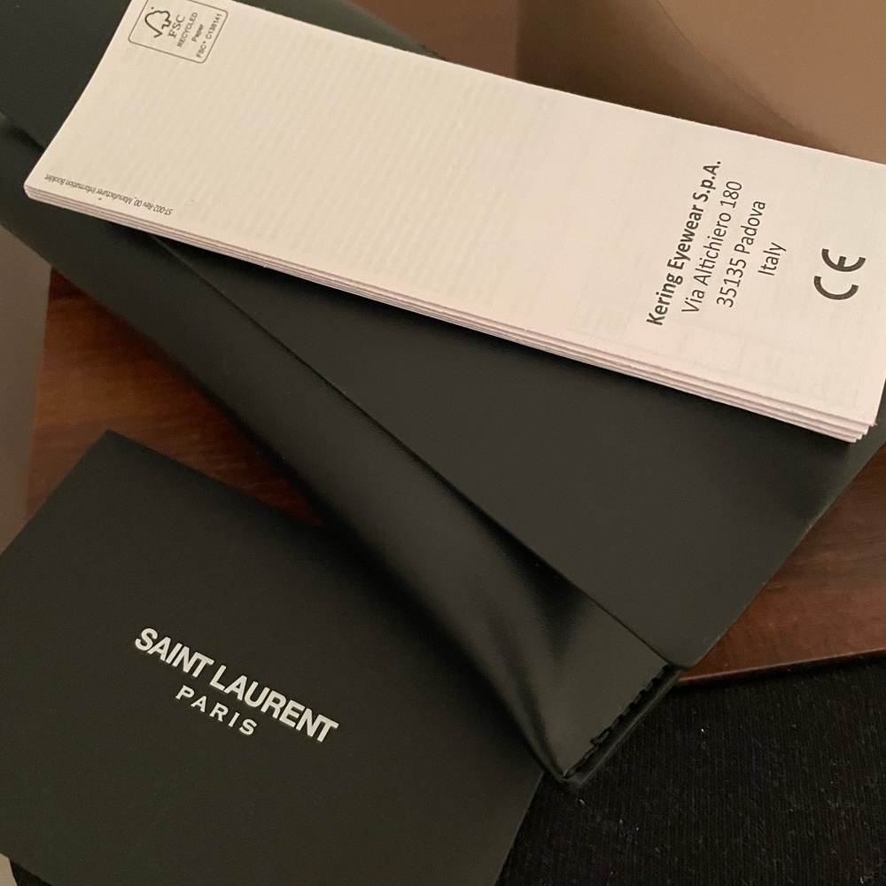 Saint Laurent Rectangle Semi-Transparent Acetate Sunglasses new with tag black - Picture 3 of 7